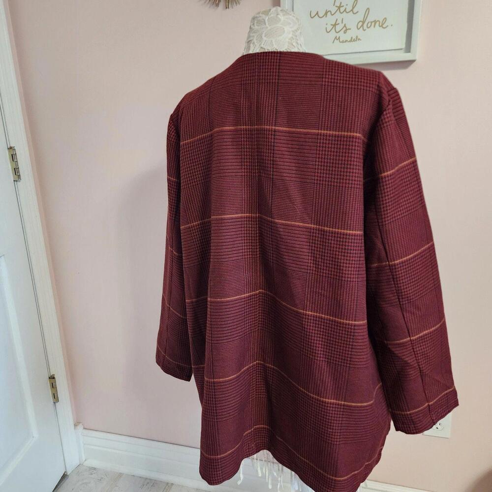 NWT Laurie Felt Zoe Plaid Wrap Coat Burgundy Plaid JACKET BLAZER XL - Picture 3 of 9